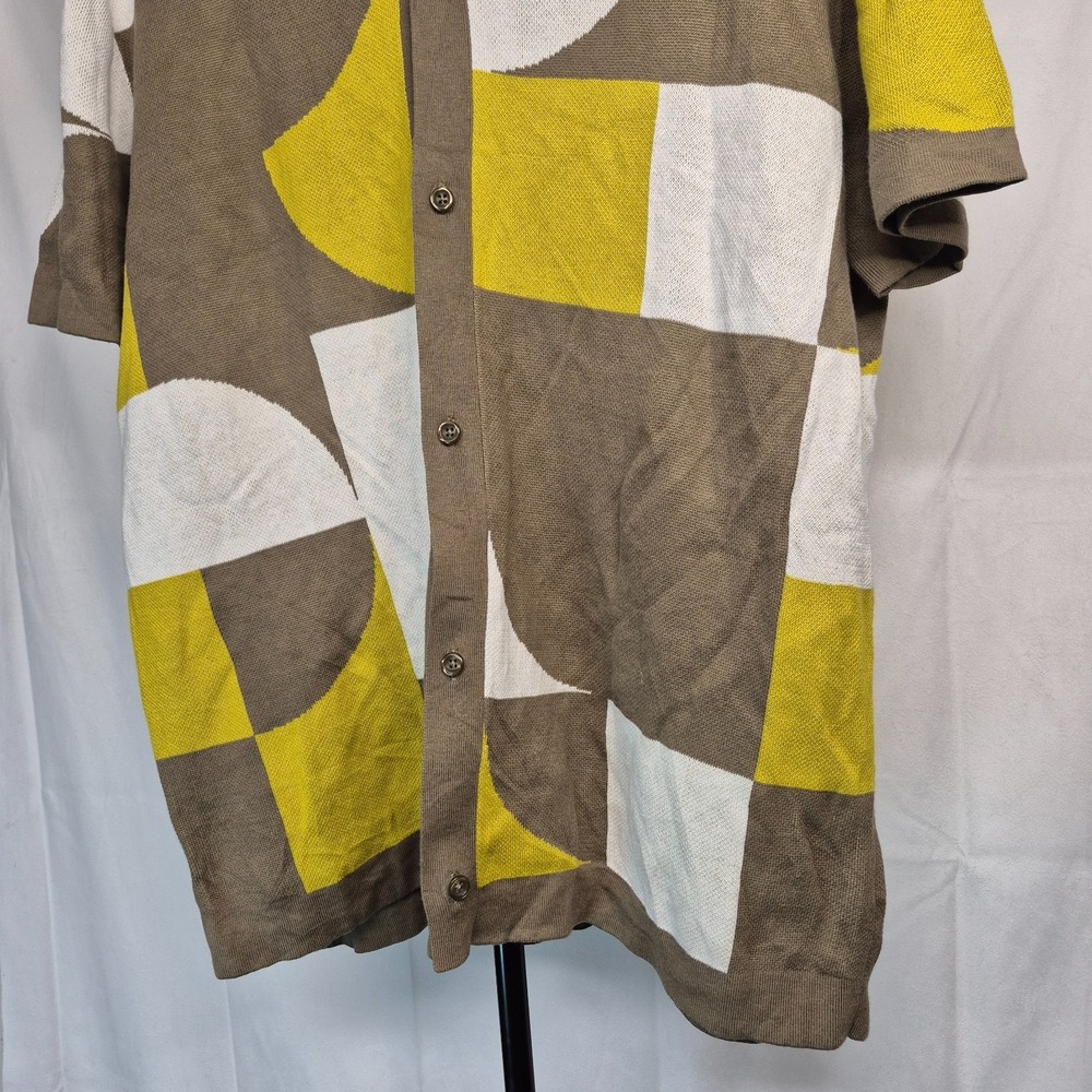 EXPRESS Mens XL Button Up Shirt Abstract Design Brown Yellow Cotton Blend NWT - Picture 4 of 8